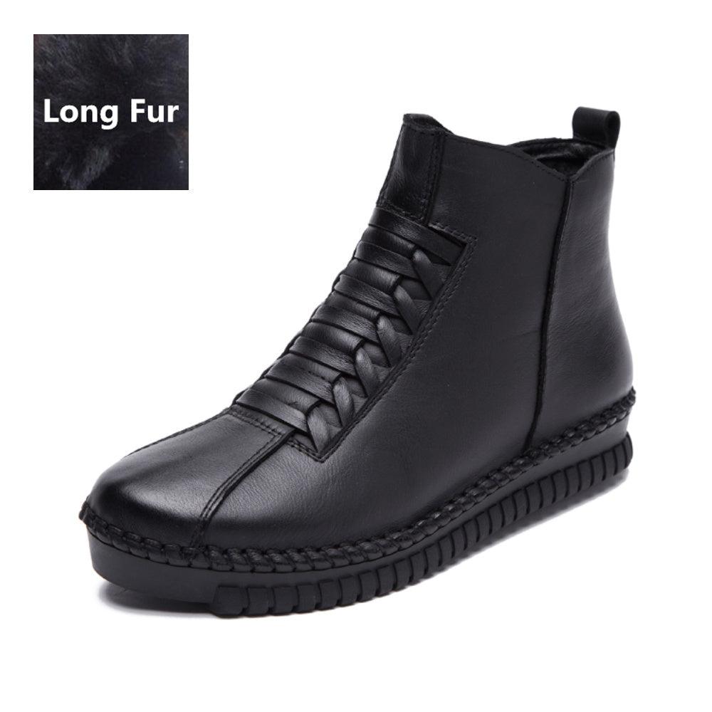 Leather shoes snow boots - Trendha