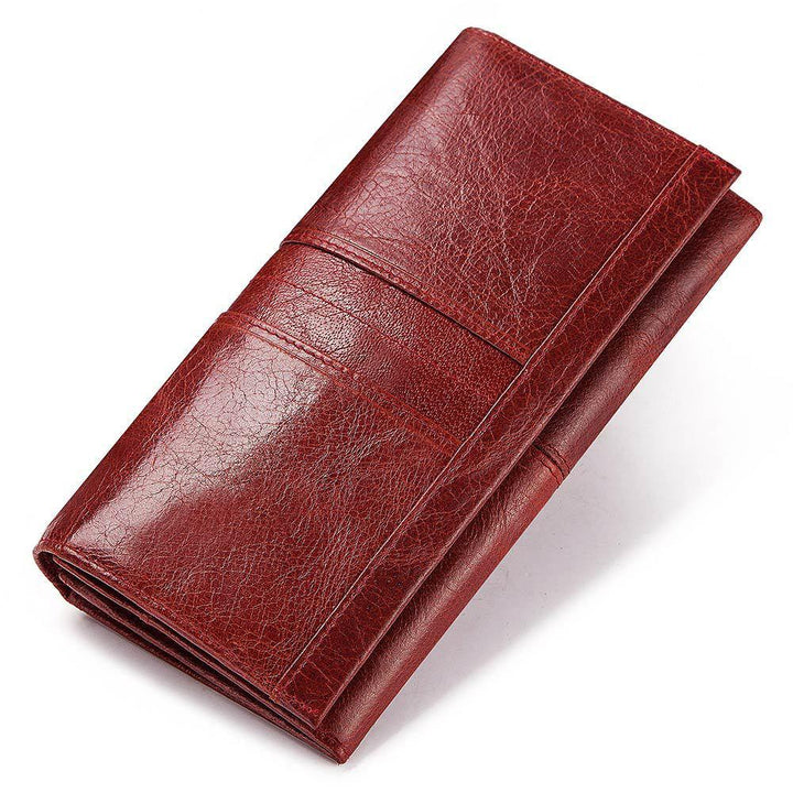 Women's leather long multi-card large capacity clutch - Trendha