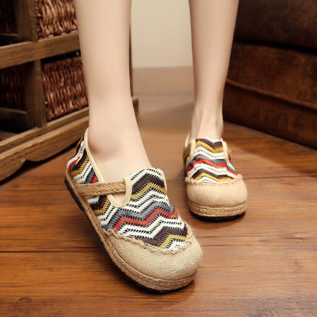 Linen Shoes Summer Fashion Easy To Wear Non-slip Deep Mesh Shoes - Trendha