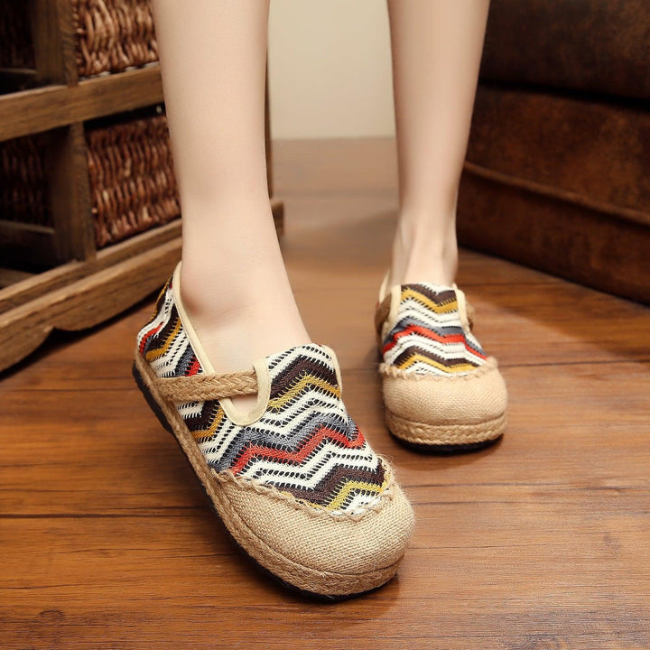 Linen Shoes Summer Fashion Easy To Wear Non-slip Deep Mesh Shoes - Trendha