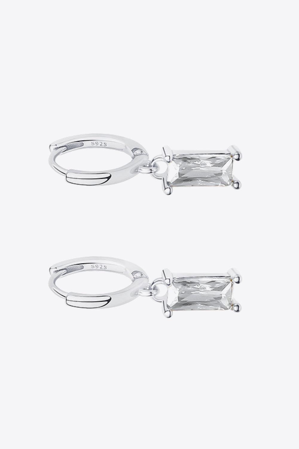 Retro 925 Sterling Silver Cubic Zirconia Drop Earrings - Trendha
