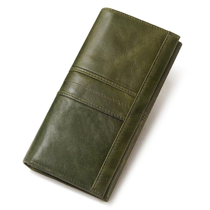 Women's leather long multi-card large capacity clutch - Trendha