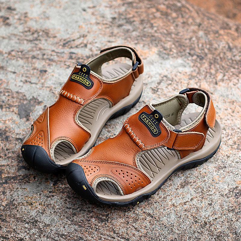 Large Size Two-layer Leather Toe Outdoor Casual Sandals