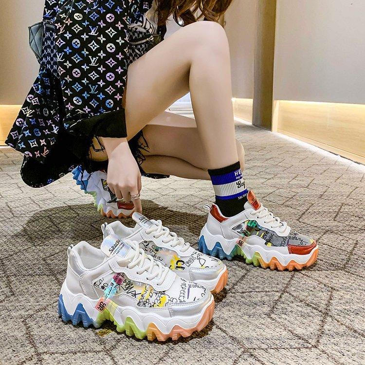 Breathable Mesh Sneakers With Small Thick Soles - Trendha