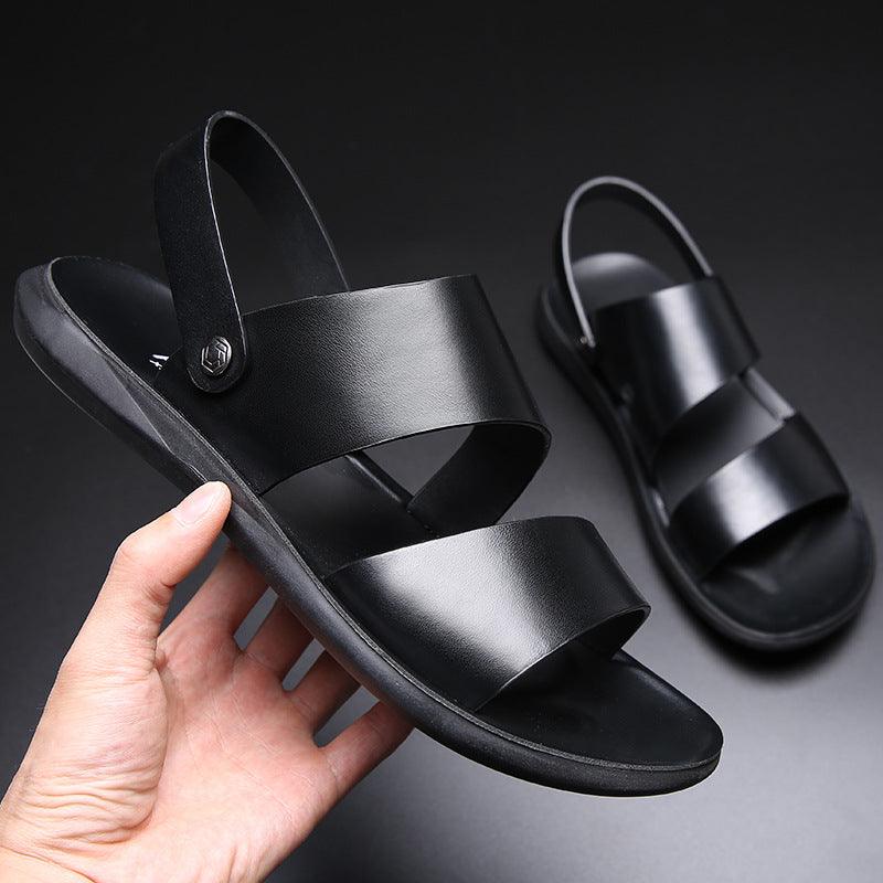 Thick-soled Casual Sandals And Slippers Cowhide Beach Shoes - Trendha