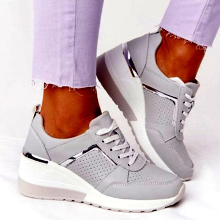 Sneakers Platform Wedge Heel Casual Shoes Lace-up Mesh Sneakers - Trendha