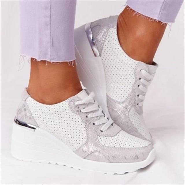Sneakers Platform Wedge Heel Casual Shoes Lace-up Mesh Sneakers - Trendha