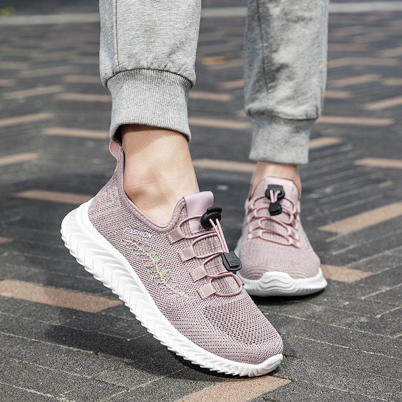 2021 New Women's Shoes Spring and Summer Flying Woven Breathable Super light Mesh Ladies fashion Casual Mom Running Shoes - Trendha