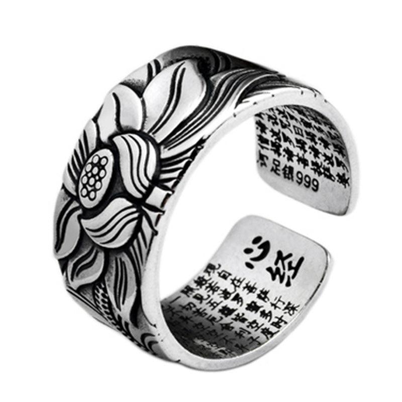 Silver-Plated Copper Lotus Ring