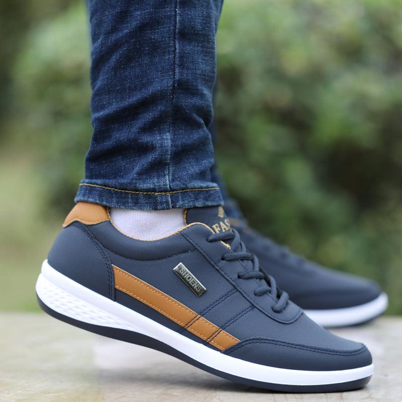 Men's Colorblock PU Lace-Up Casual Shoes