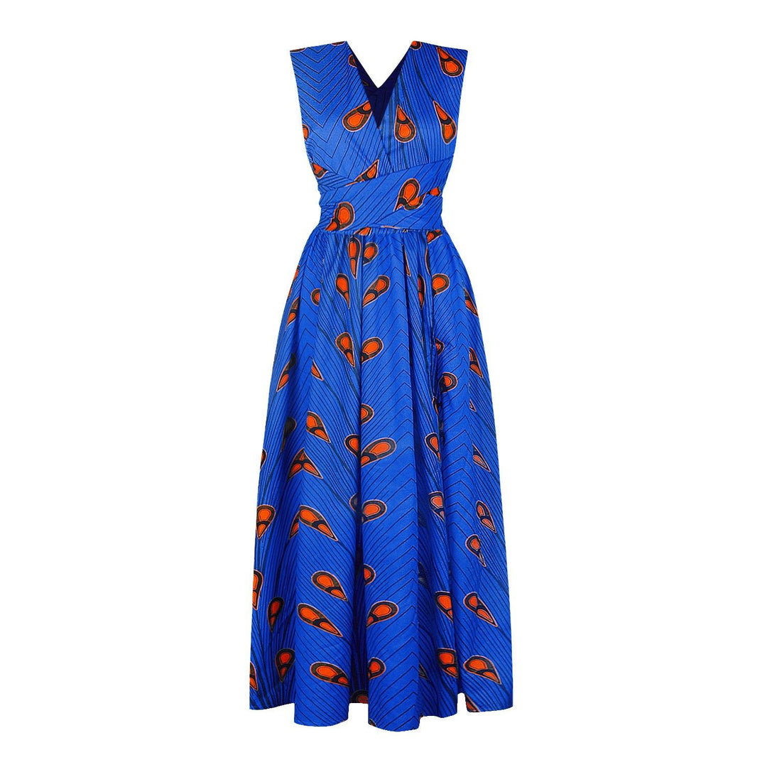 Pleated nightclub mid-skirt V-neck dress - Trendha