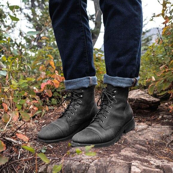 Front strap round toe motorcycle boots - Trendha