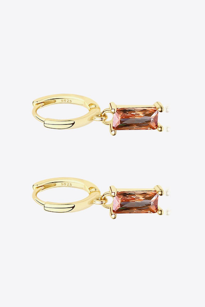Retro 925 Sterling Silver Cubic Zirconia Drop Earrings - Trendha