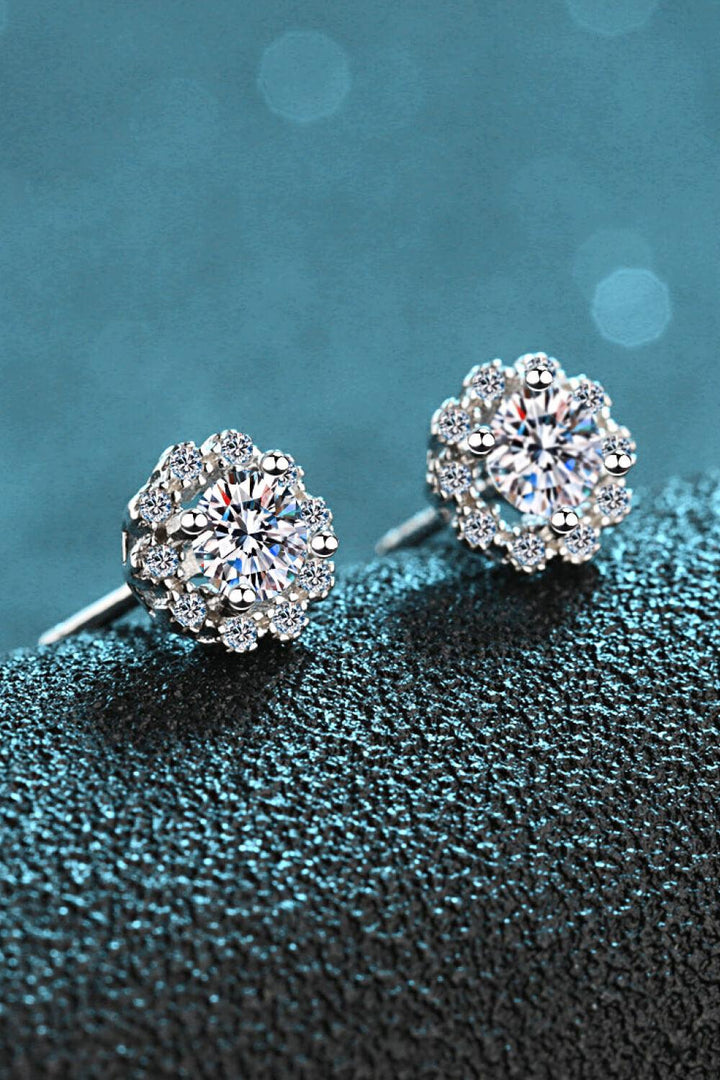 Moissanite Floral-Shaped Stud Earrings - Trendha