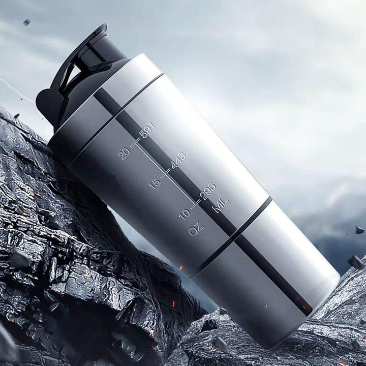 2-Compartment Stainless Steel Shaker Bottle - Trendha