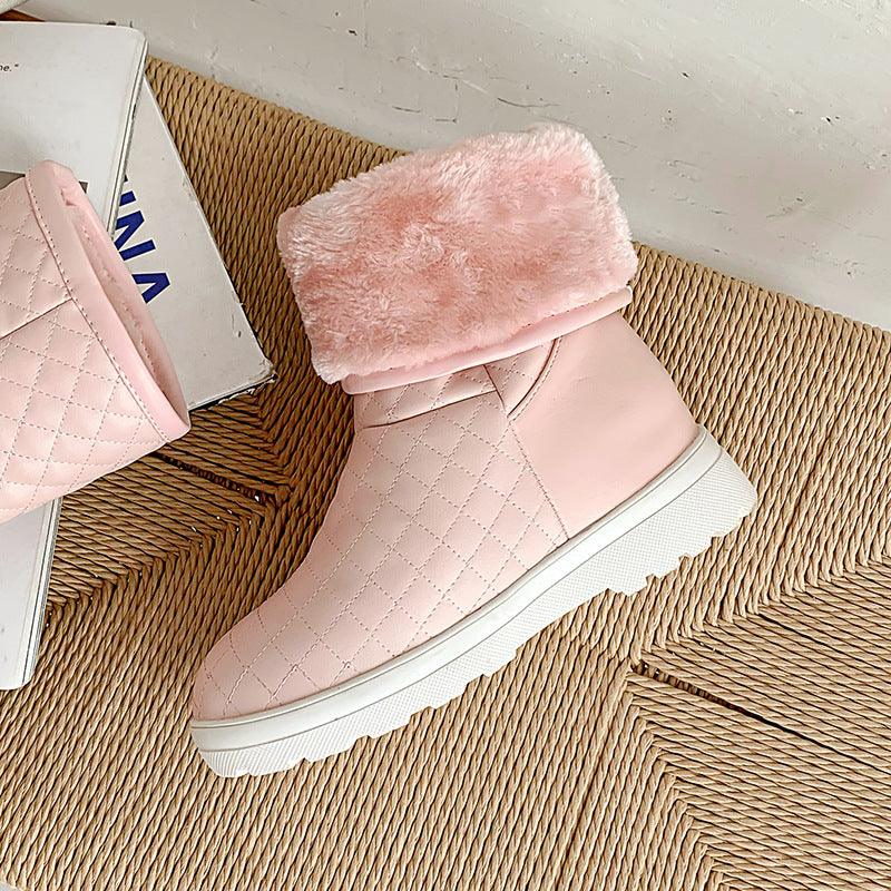 College Style Women's Shoes Size 33-50 Warm Mid-Tube Snow Boots - Trendha