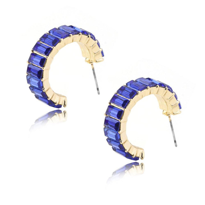 Multicolor glass diamond C-shaped earrings - Trendha