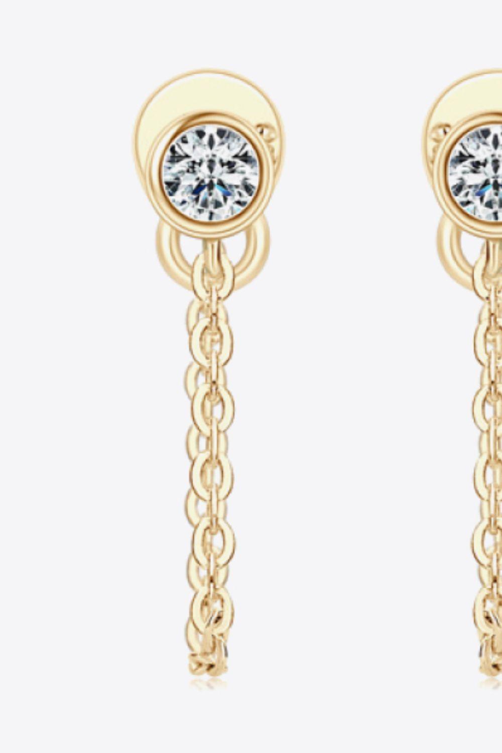 Inlaid Moissanite Chain Earrings - Trendha