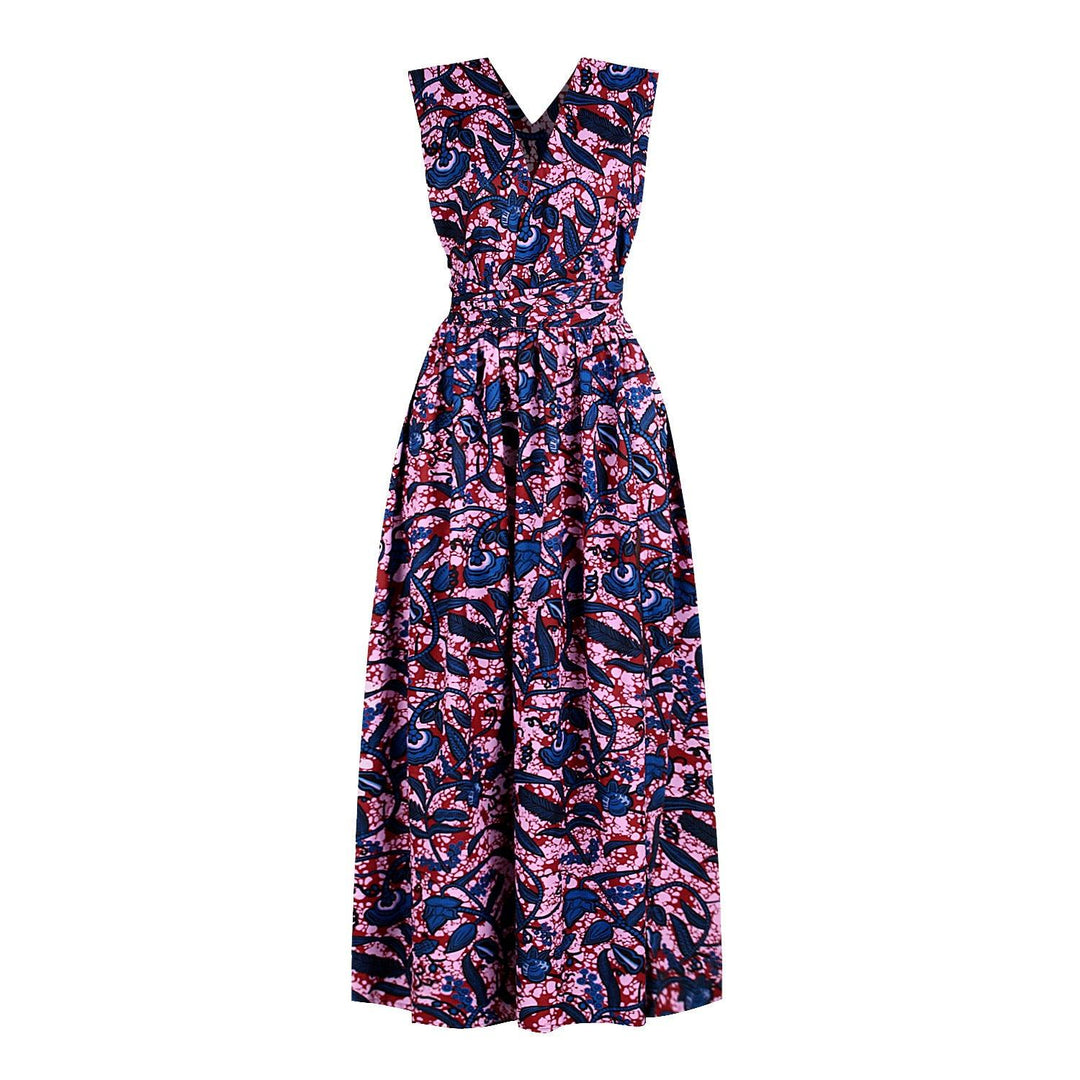 Pleated nightclub mid-skirt V-neck dress - Trendha