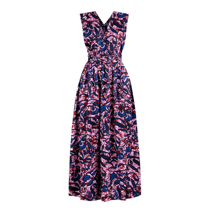 Pleated nightclub mid-skirt V-neck dress - Trendha