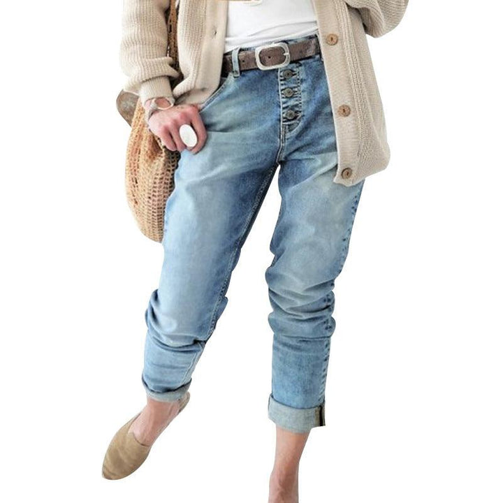 Jeans Women's Jeans Beaded Fashion Jeans Breasted Straight Jeans - Trendha