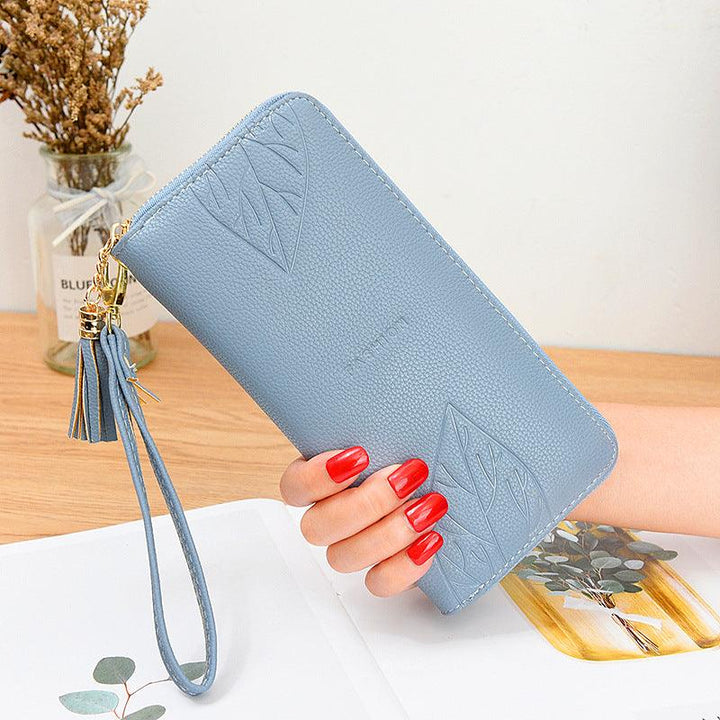 Ladies Long Leather Multifunctional Leather Wallet - Trendha