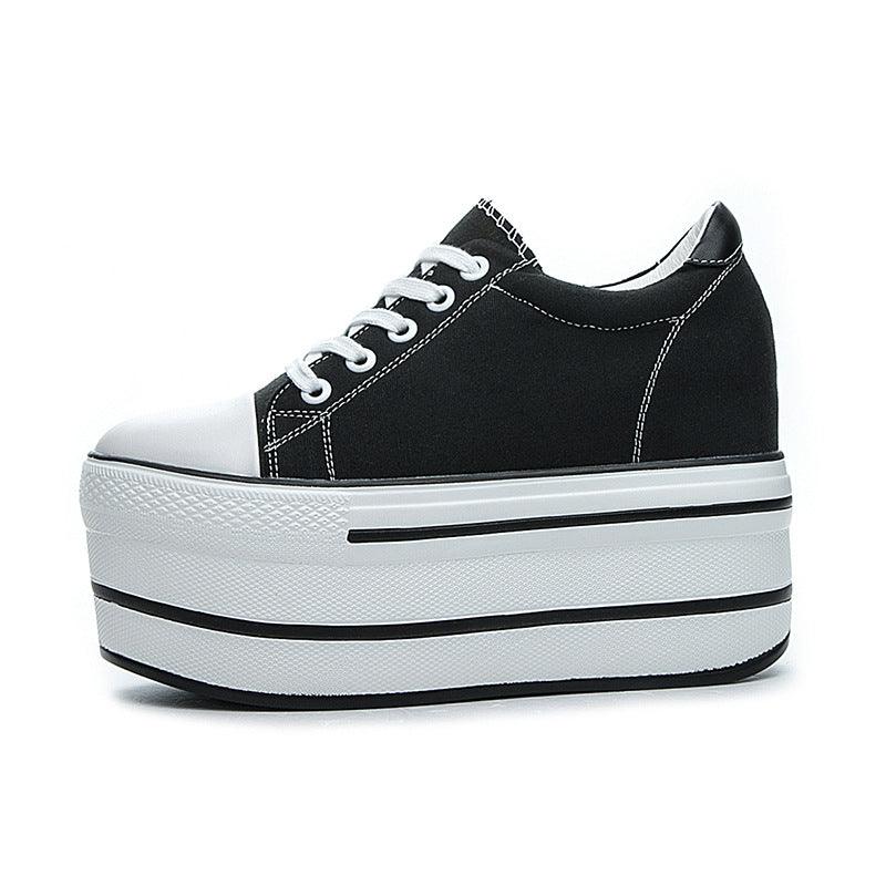 Women's Breathable Canvas Shoes With Thick Soles - Trendha