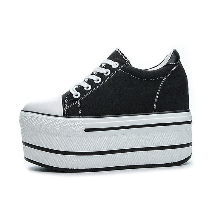 Women's Breathable Canvas Shoes With Thick Soles - Trendha