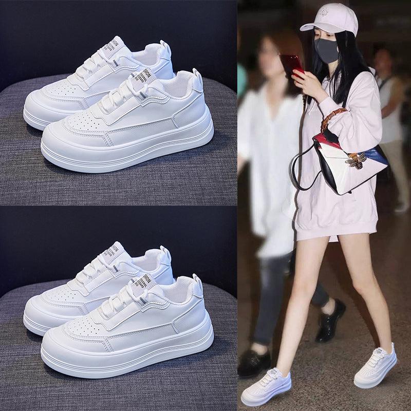 Women's Trendy Thick-soled Sponge Cake Big Toe White Shoes - Trendha