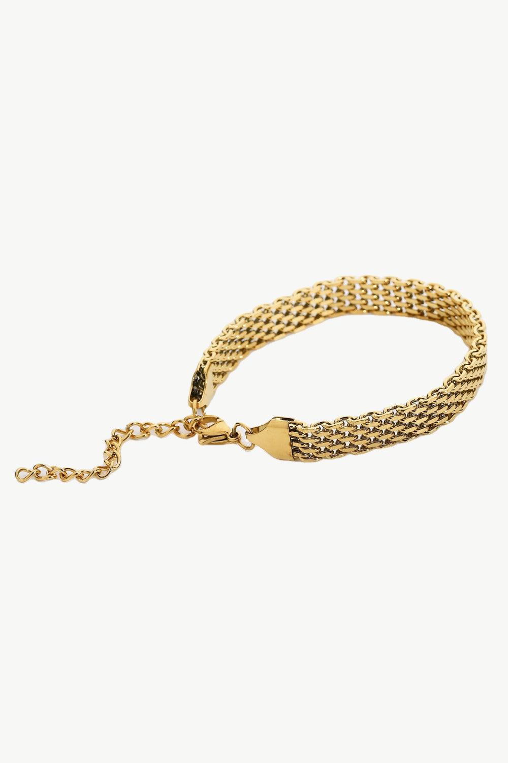 18K Gold-Plated Wide Chain Bracelet - Trendha