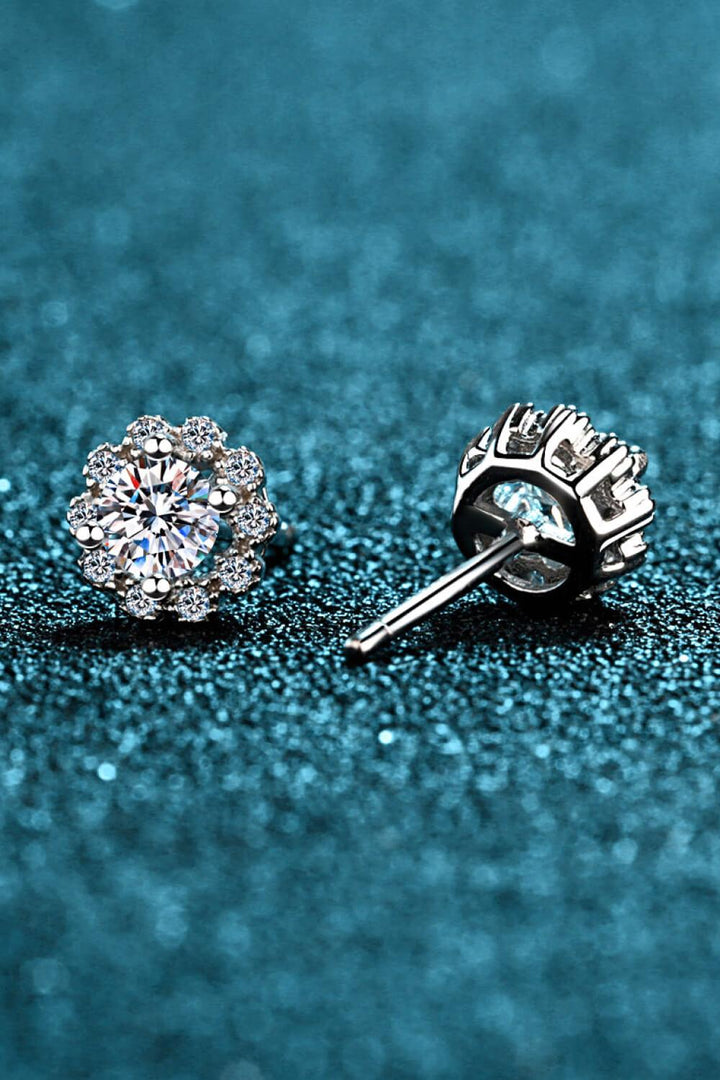 Moissanite Floral-Shaped Stud Earrings - Trendha
