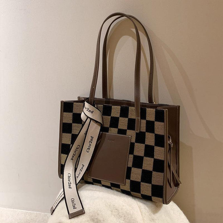 Ladies Fashion Retro Checkered Shoulder Bag - Trendha
