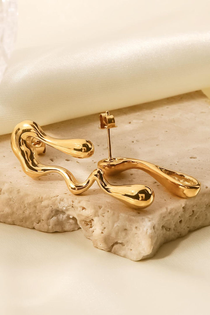18K Gold Plated Geometric Mismatched Earrings - Trendha