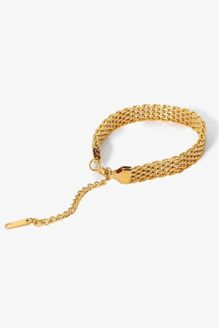 18K Gold-Plated Wide Chain Bracelet - Trendha