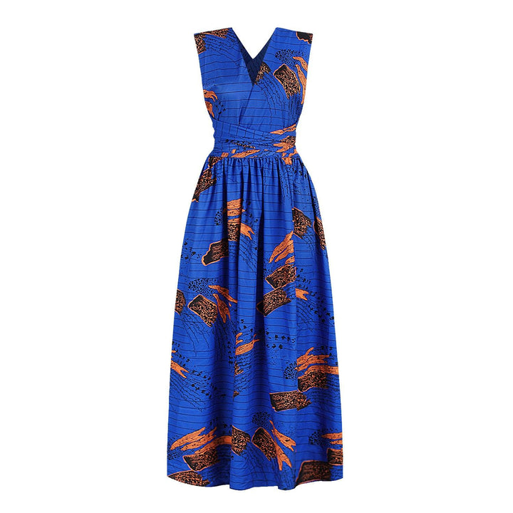 Pleated nightclub mid-skirt V-neck dress - Trendha