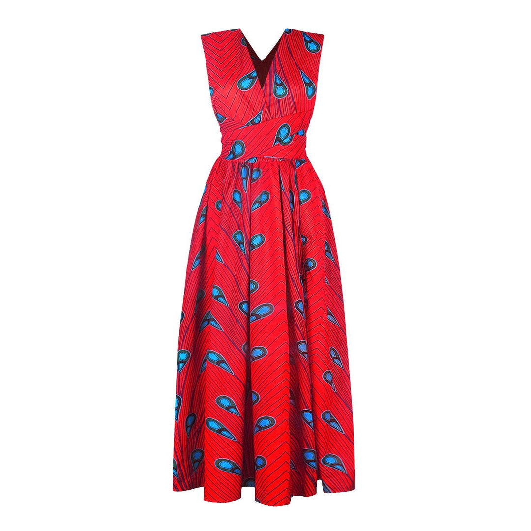 Pleated nightclub mid-skirt V-neck dress - Trendha