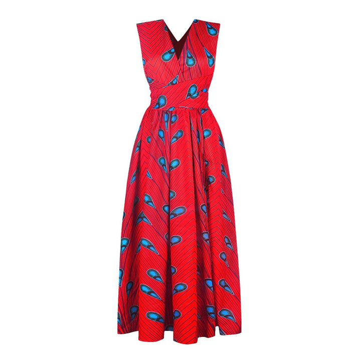 Pleated nightclub mid-skirt V-neck dress - Trendha