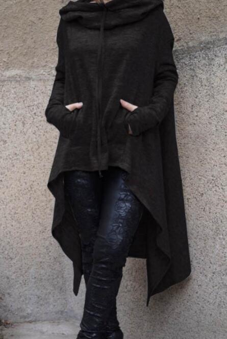 Women's Asymmetric-Hem Hooded Pullover