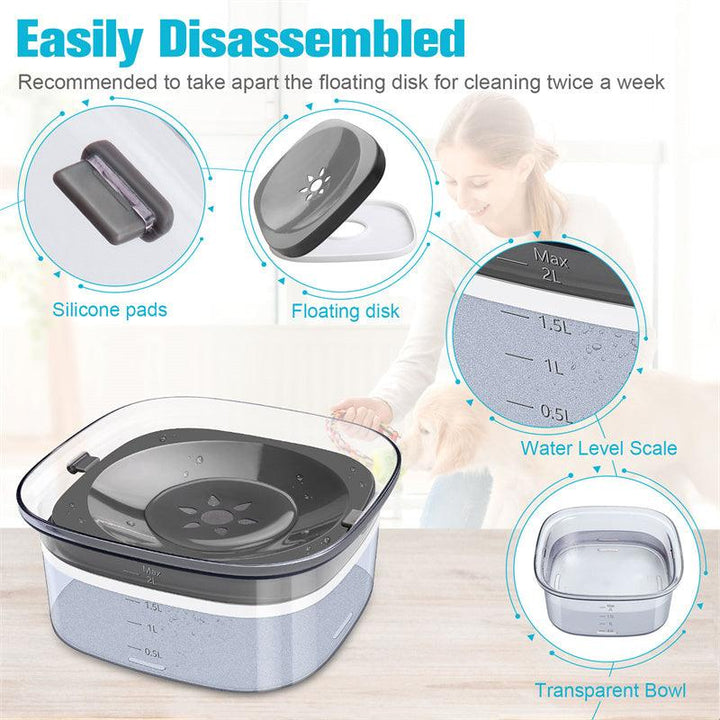 70oz Dog Water Bowl Large Capacity Spill Proof Dog Bowl Transparent 2L Visible Water Level Slow Drinking Bowl For Dogs And Cats Pet Products - Trendha