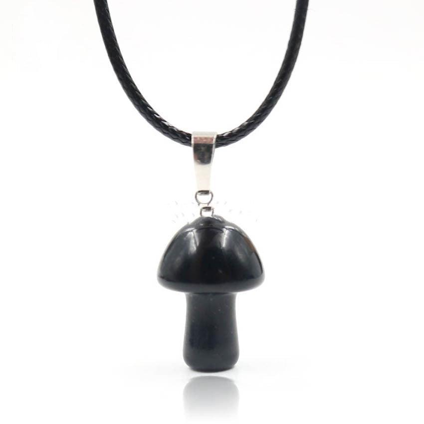 Natural Crystal Mini Small Mushroom Pendant Necklace - Trendha