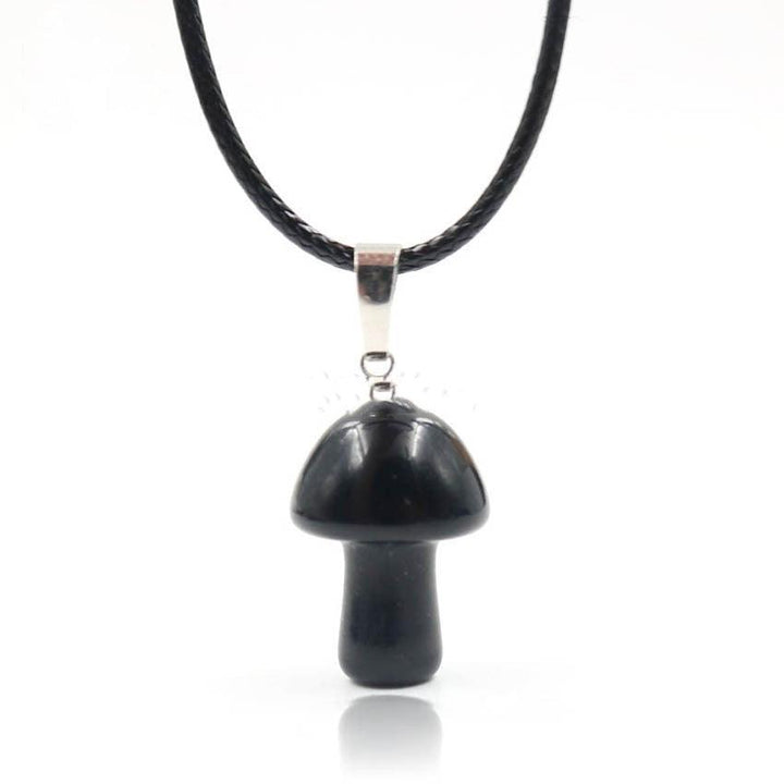 Natural Crystal Mini Small Mushroom Pendant Necklace - Trendha