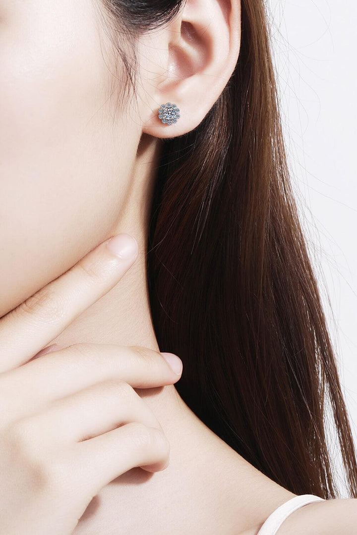 Moissanite Floral-Shaped Stud Earrings - Trendha