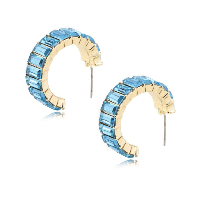 Multicolor glass diamond C-shaped earrings - Trendha
