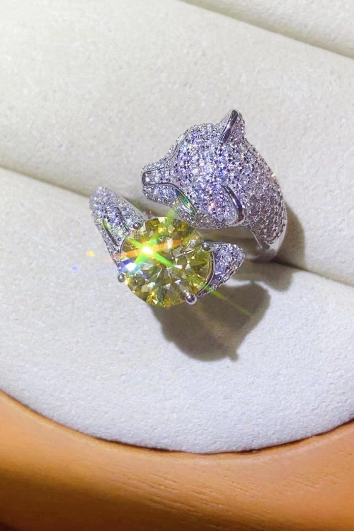 2 Carat Yellow Moissanite Animal Bypass Ring - Trendha