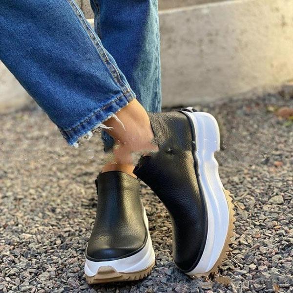 Thick Soled Side Zipper Warm Shoes For Autumn And Winter - Trendha