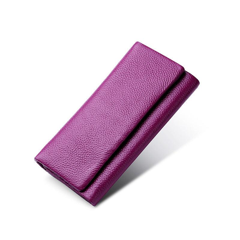 Ladies Wallet In Lychee Pattern Head Layer Cowhide - Trendha