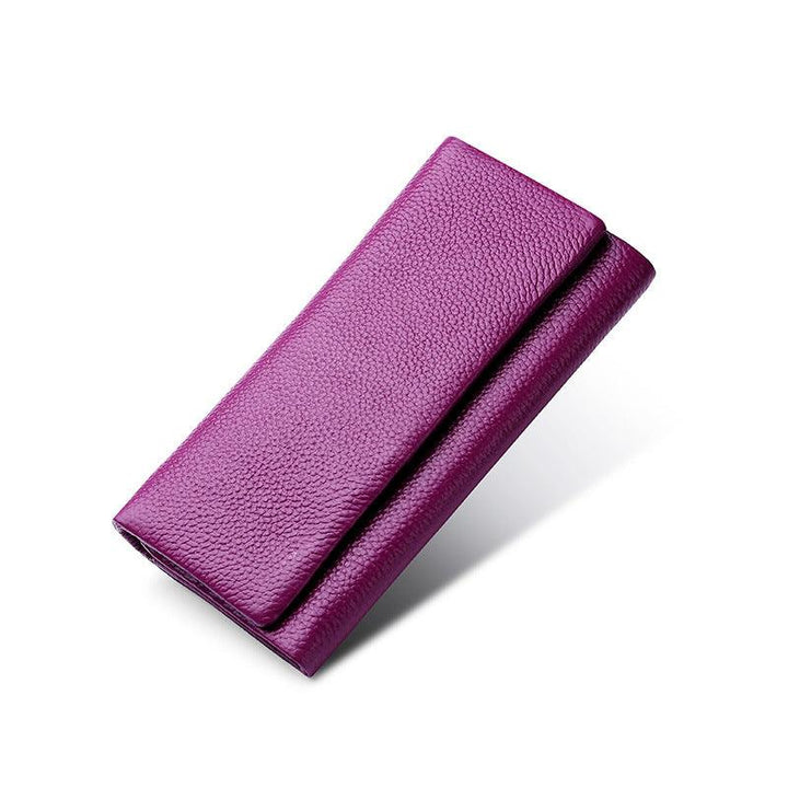 Ladies Wallet In Lychee Pattern Head Layer Cowhide - Trendha