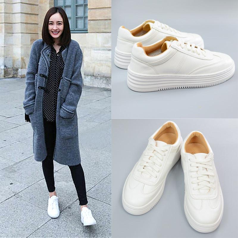 Thick-soled White Shoes Women's Lace-up Casual All-match Sports Shoes Sneakers