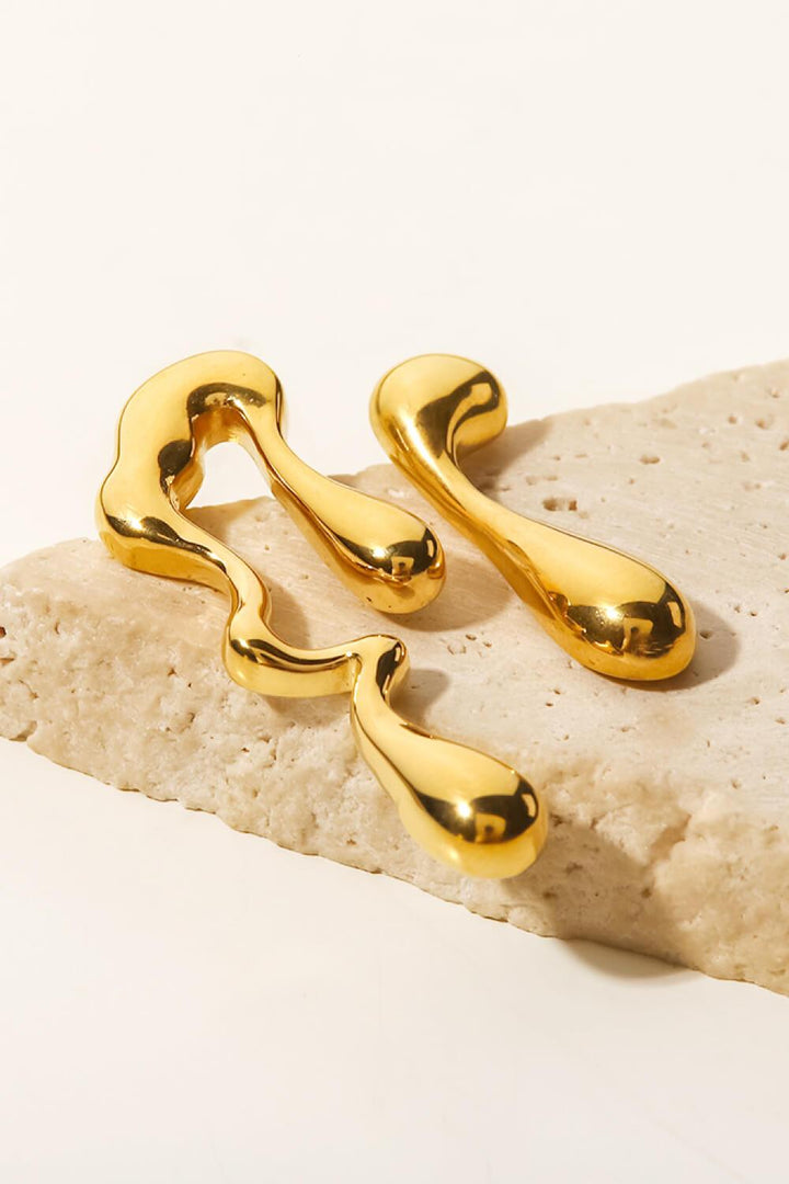 18K Gold Plated Geometric Mismatched Earrings - Trendha
