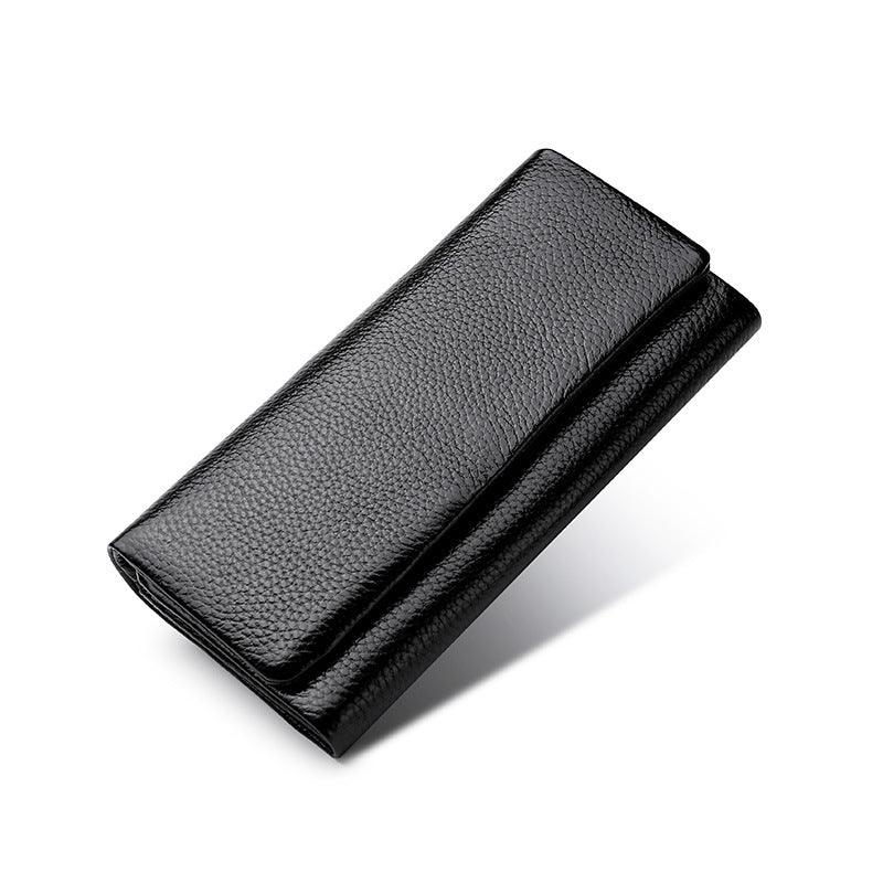 Ladies Wallet In Lychee Pattern Head Layer Cowhide - Trendha
